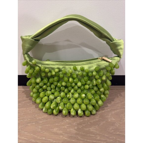 Cult Gaia Gia Beaded Satin Shoulder Bag Apple Green NWOT $528 - Picture 4 of 12